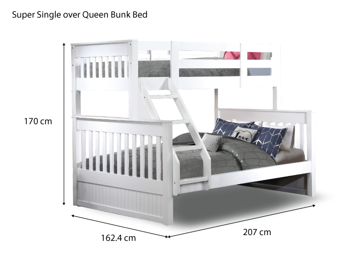 Riley Super Single over Queen Bunk Bed